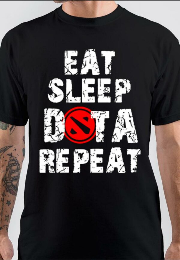 Eat Sleep Dota Repeat Black T-Shirt