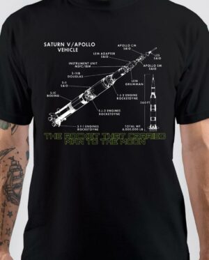 Saturn V/ Apollo Vechile Black T-Shirt