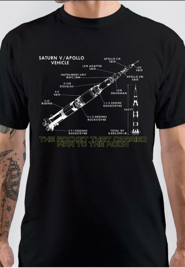 Saturn V/ Apollo Vechile Black T-Shirt