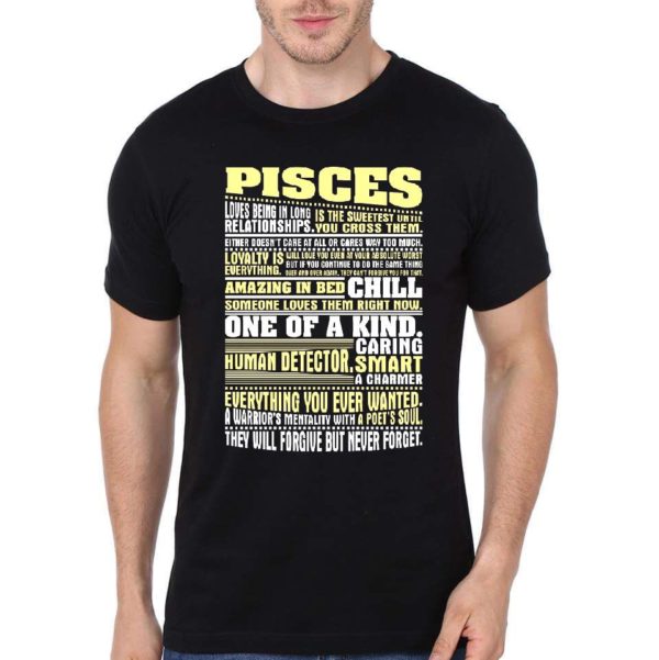 Pisces Zodiac Black T-Shirt