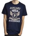 January 1955 63 Years Of Being Awesome Navy Blue T-Shirt