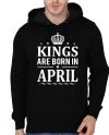 Kings Are Born In April Black Hoodie