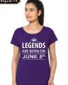 Legends Are Born On June 5th Purple Girl's T-Shirt