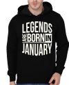 Legends Are Born In January Black Hoodie