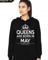 Queens Are Born In May Girl's Black Hoodie
