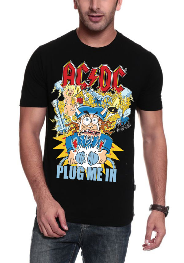 AC DC Plug Me In Black T-Shirt