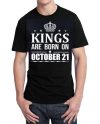 Kings Are Born On October 21 Black T-Shirt
