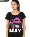 Queens Are Born In May Black T-Shirt