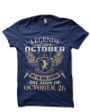 Legends Are Born In October 26 Black T-Shirt