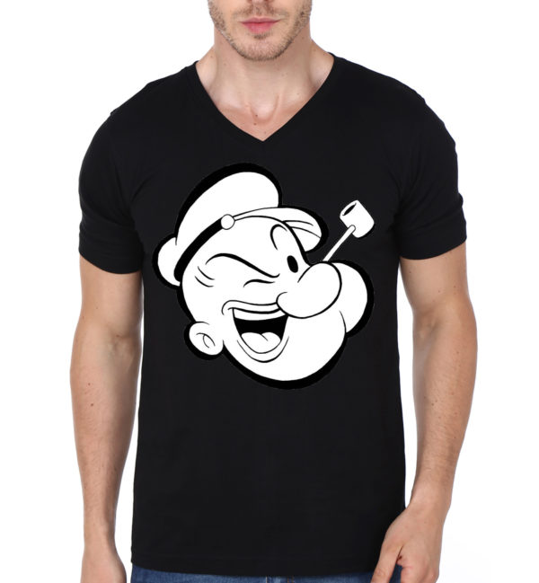 Popeye V-Neck Black T-Shirt