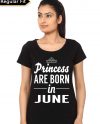 Princess Are Born In June Black T-Shirt