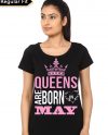 Queens Are Born In May Girls Black T-Shirt