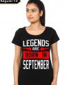 Legends Are Born In September Girl's Black T-Shirt