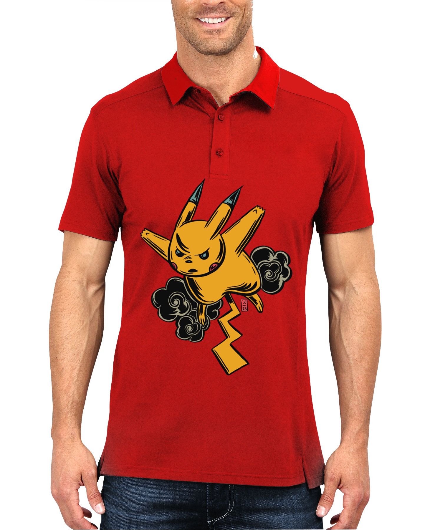 Thunderbolt Pikachu Red Polo Tee - Supreme Shirts