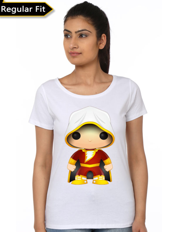 Shazam Pop Style Girls White T-Shirt