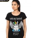 Unicorn Queens Are Born In May Girls Black T-Shirt