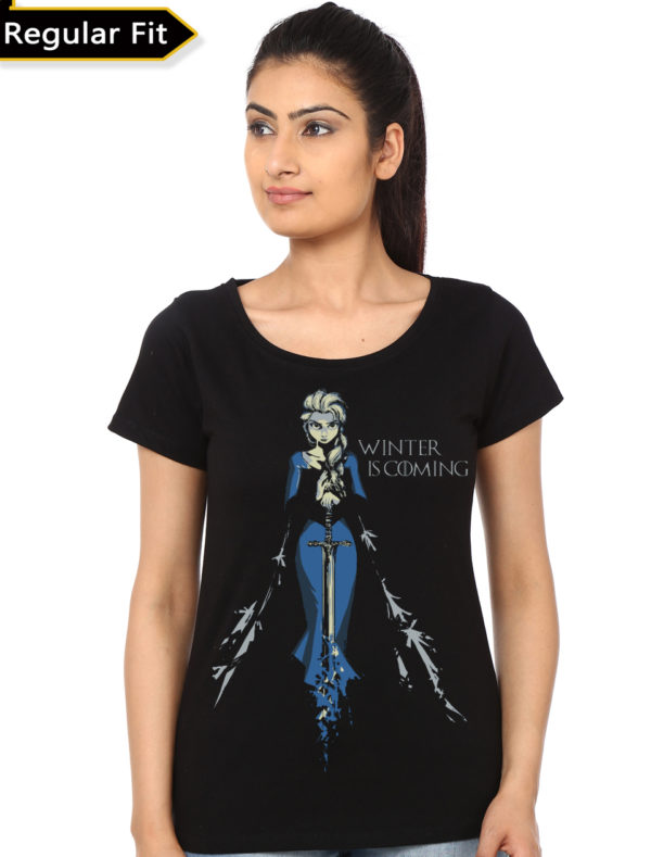 Elsa Game of Throne Girls Black T-Shirt